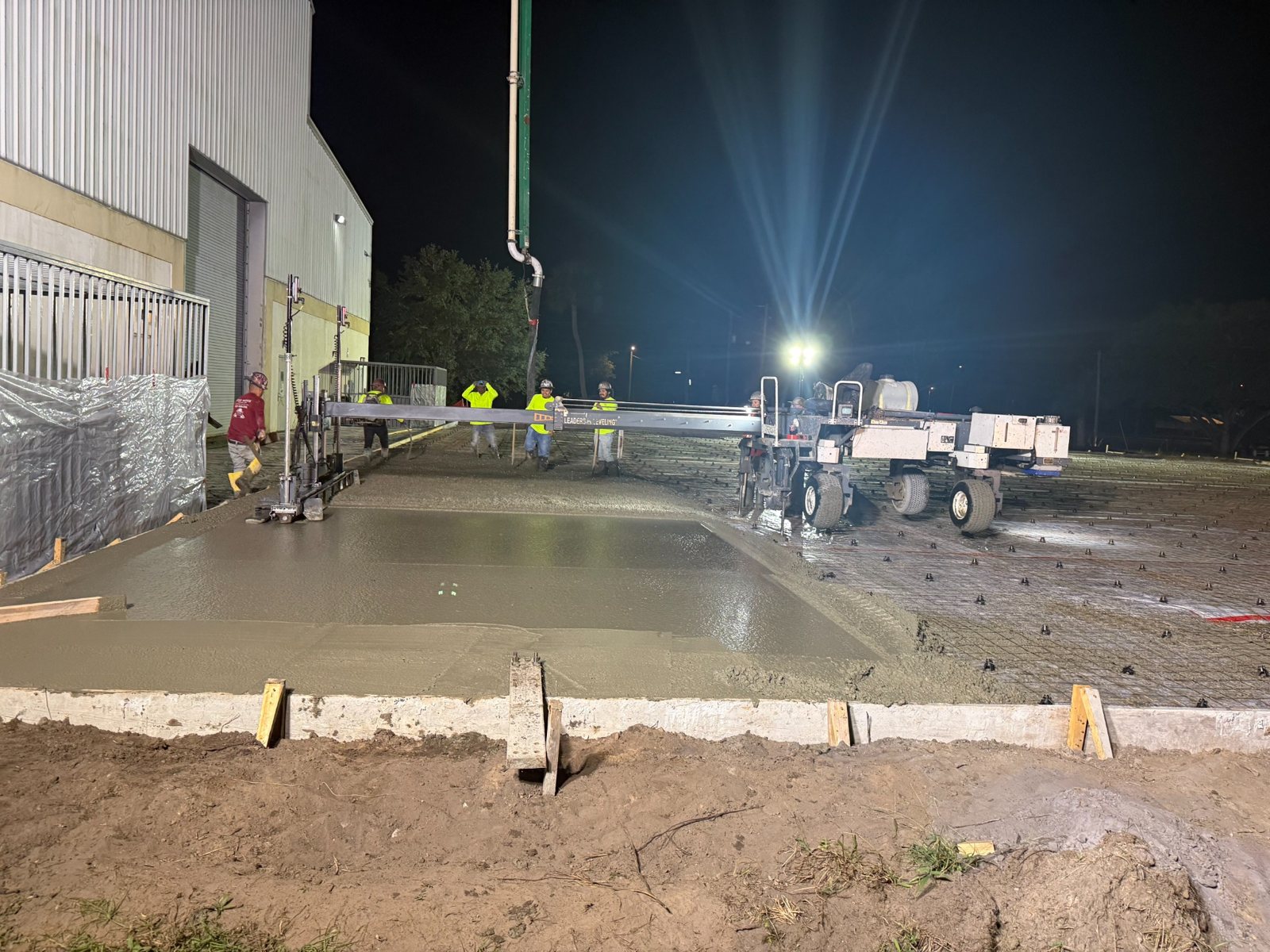 Nighttime concrete pour